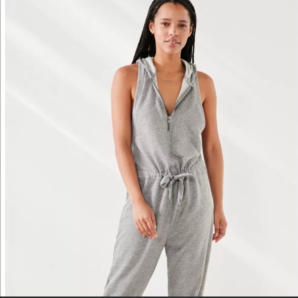 BDG gray hooded jumpsuit with pockets